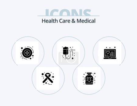 Téléchargez les illustrations : Health Care And Medical Glyph Icon Pack 5 Icon Design. medical. health. capture. care. blood - en licence libre de droit