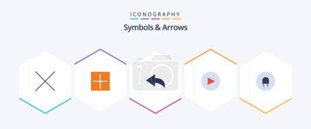 Téléchargez les illustrations : Symbols and Arrows 25 Flat icon pack including . circle. plug - en licence libre de droit
