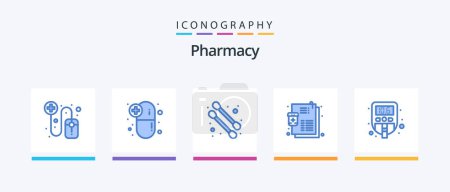 Illustration for Pharmacy Blue 5 Icon Pack Including . sugar. cotton swab. medical. recipe. Creative Icons Design - Royalty Free Image