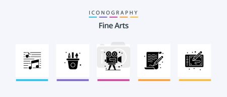 Téléchargez les illustrations : Fine Arts Glyph 5 Icon Pack Including file. arts. craft. art. arts. Creative Icons Design - en licence libre de droit