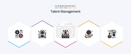 Illustration for Talent Management 25 FilledLine icon pack including cog. setting. idea. bright. star - Royalty Free Image
