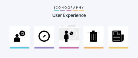 Téléchargez les illustrations : User Experience Glyph 5 Icon Pack Including delete . basket . navigation. profile. Creative Icons Design - en licence libre de droit