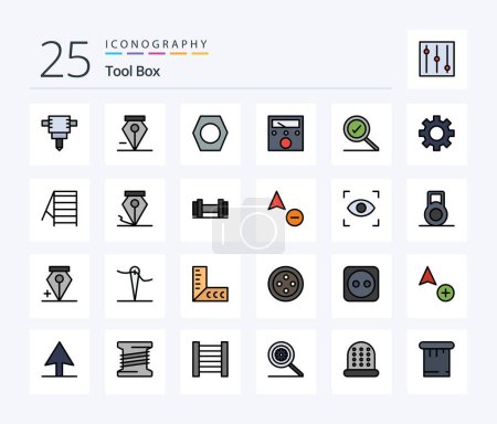 Illustration for Tools 25 Line Filled icon pack including stairs. tools. meter. settings. search - Royalty Free Image