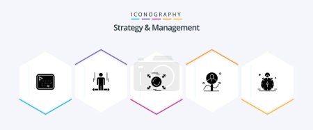 Téléchargez les illustrations : Strategy And Management 25 Glyph icon pack including success. chart. right. male. all - en licence libre de droit