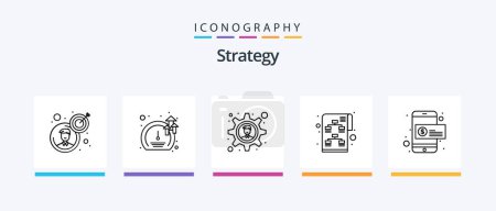 Illustration for Strategy Line 5 Icon Pack Including analysis. solution. mountain. planning. gear. Creative Icons Design - Royalty Free Image