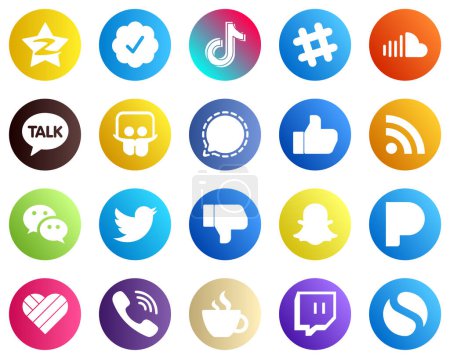 Illustration for 20 Simple Social Media Icons such as signal. slideshare and music icons. Premium and high quality - Royalty Free Image