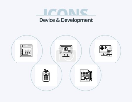 Illustration for Device And Development Line Icon Pack 5 Icon Design. share . education. browser. web . browser - Royalty Free Image
