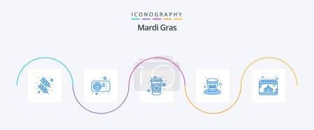 Illustration for Mardi Gras Blue 5 Icon Pack Including date. holiday. hot. hat. celebration - Royalty Free Image