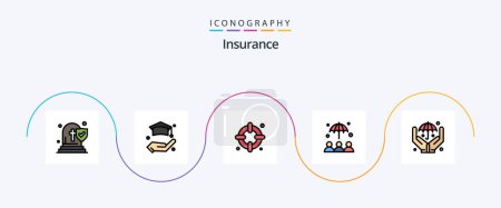 Illustration for Insurance Line Filled Flat 5 Icon Pack Including . safe. life. insurance. umbrella - Royalty Free Image