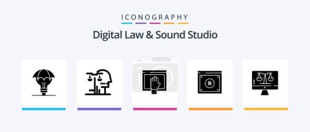 Téléchargez les illustrations : Digital Law And Sound Studio Glyph 5 Icon Pack Including digital. business. judgment. open. free. Creative Icons Design - en licence libre de droit