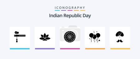 Illustration for Indian Republic Day Glyph 5 Icon Pack Including india. india. indian. bloone. indian. Creative Icons Design - Royalty Free Image