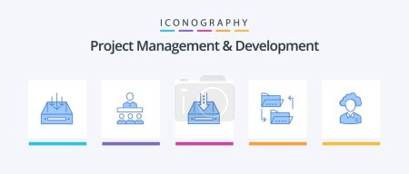 Illustration for Project Management And Development Blue 5 Icon Pack Including folder. project. teamwork. empty. cabinet. Creative Icons Design - Royalty Free Image