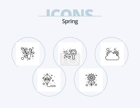 Illustration for Spring Line Icon Pack 5 Icon Design. food. summer. leaf. spring. ice cream - Royalty Free Image