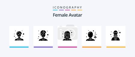 Téléchargez les illustrations : Female Avatar Glyph 5 Icon Pack Including event. sword. expert. sports. female. Creative Icons Design - en licence libre de droit