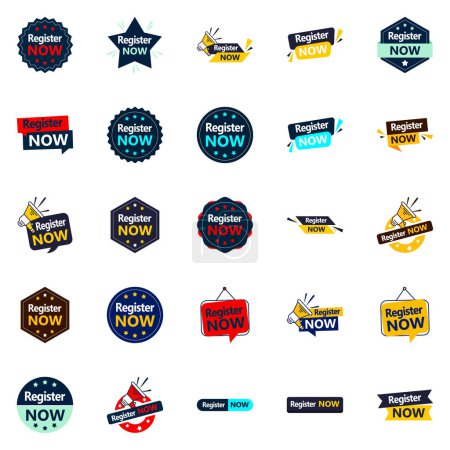 Ilustración de 25 Versatile Typographic Banners for Register Now - Imagen libre de derechos