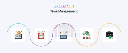 Illustration for Time Management Flat 5 Icon Pack Including business. workers. moon. time. meeting - Royalty Free Image