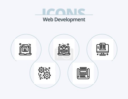 Téléchargez les illustrations : Web Development Line Icon Pack 5 Icon Design. web. development. setting. code. storage - en licence libre de droit