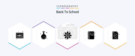 Illustration for Back To School 25 Glyph icon pack including education. a. back to school. open book. bookmark - Royalty Free Image
