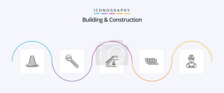 Illustration for Building And Construction Line 5 Icon Pack Including security. home. tool. stage. upstairs - Royalty Free Image
