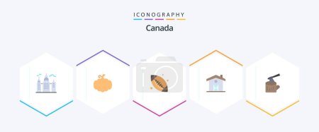 Téléchargez les illustrations : Canada 25 Flat icon pack including wood. log. ball. ax. house - en licence libre de droit