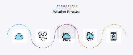 Illustration for Weather Line Filled Flat 5 Icon Pack Including . weather. weather. cloud. weather - Royalty Free Image