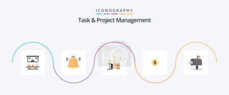 Ilustración de Task And Project Management Flat 5 Icon Pack Including message. mail. favorites. box. money - Imagen libre de derechos
