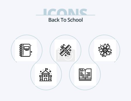 Téléchargez les illustrations : Back To School Line Icon Pack 5 Icon Design. scissor. cut. education. back to school. education - en licence libre de droit