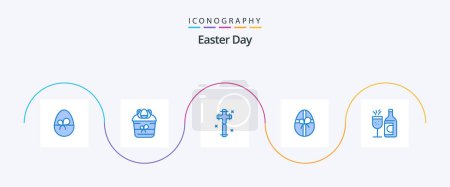 Illustration for Easter Blue 5 Icon Pack Including bottle. easter. plant. birthday. easter - Royalty Free Image