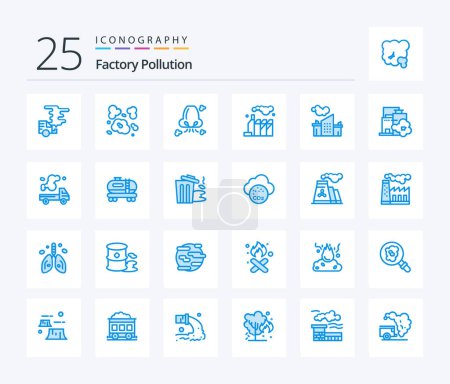 Illustration for Factory Pollution 25 Blue Color icon pack including factory. pollution. pollution. energy. nose - Royalty Free Image