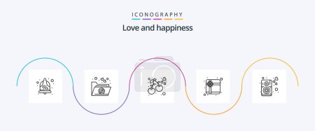 Téléchargez les illustrations : Love Line 5 Icon Pack Including speaker. loud. berry. heart. gift - en licence libre de droit