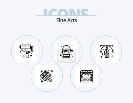 Illustration for Fine Arts Line Icon Pack 5 Icon Design. art. brush. cube. paint. art - Royalty Free Image