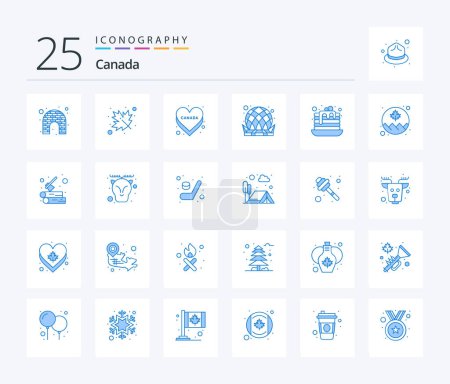 Téléchargez les illustrations : Canada 25 Blue Color icon pack including dessert. dome. love. city. building - en licence libre de droit