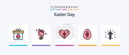 Téléchargez les illustrations : Easter Line Filled 5 Icon Pack Including baby. basket. egg. easter. egg. Creative Icons Design - en licence libre de droit
