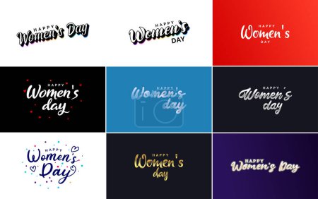 Ilustración de Set of cards with an International Women's Day logo - Imagen libre de derechos