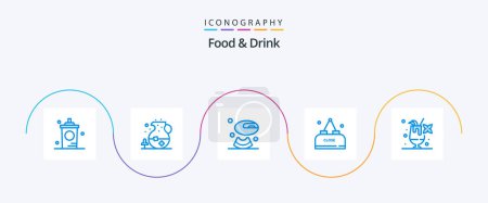 Téléchargez les illustrations : Food And Drink Blue 5 Icon Pack Including close. food. drink. drink. drink - en licence libre de droit