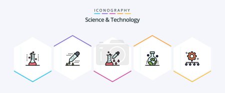 Illustration for Science And Technology 25 FilledLine icon pack including work management. team management. pipette dropper. authority responsibility. scientific study of the origin of the earth - Royalty Free Image