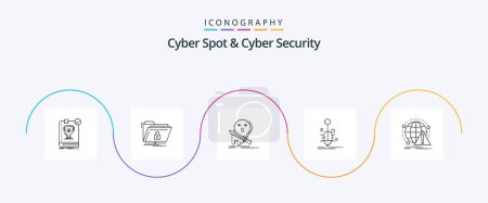 Téléchargez les illustrations : Cyber Spot And Cyber Security Line 5 Icon Pack Including spider. bug. network. sword. game - en licence libre de droit