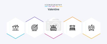Téléchargez les illustrations : Valentine 25 Line icon pack including love. love. target. day. valentine - en licence libre de droit