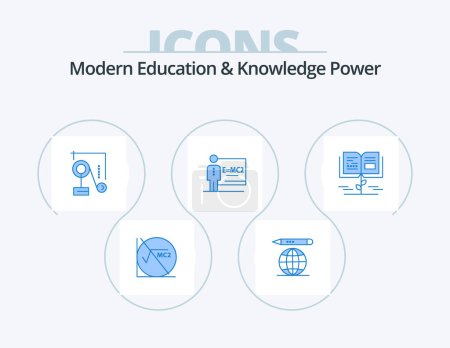 Téléchargez les illustrations : Modern Education And Knowledge Power Blue Icon Pack 5 Icon Design. growth knowledge. growth . physics. room. class - en licence libre de droit