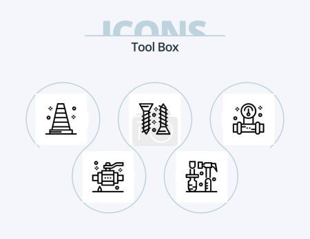 Téléchargez les illustrations : Tools Line Icon Pack 5 Icon Design. security. fences. level. tools. construction - en licence libre de droit