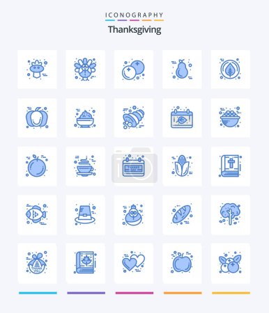 Téléchargez les illustrations : Creative Thanksgiving 25 Blue icon pack  Such As leaf. candle. berry. thanksgiving. fruit - en licence libre de droit