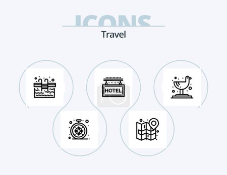 Téléchargez les illustrations : Travel Line Icon Pack 5 Icon Design. public. safari. city. compass. route - en licence libre de droit