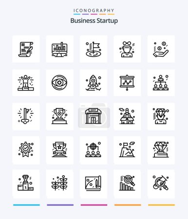 Ilustración de Creative Business Startup 25 OutLine icon pack  Such As winner . award . graph . . flag - Imagen libre de derechos