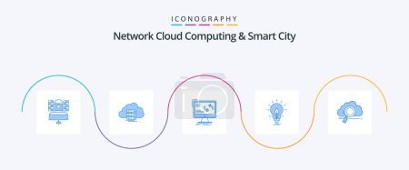 Illustration for Network Cloud Computing And Smart City Blue 5 Icon Pack Including idea. data. computer. information - Royalty Free Image