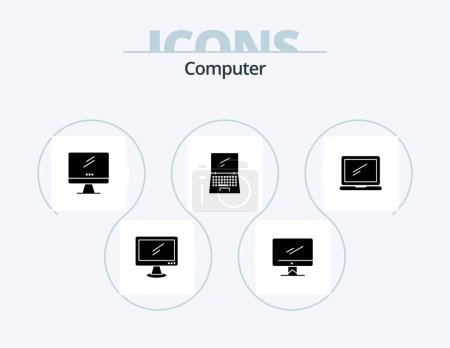 Illustration for Computer Glyph Icon Pack 5 Icon Design. . . imac. laptop. device - Royalty Free Image