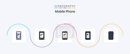 Téléchargez les illustrations : Ligne de téléphone mobile rempli plat Pack de 5 icônes y compris. androïde. - en licence libre de droit