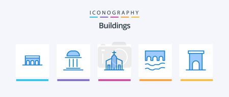 Ilustración de Buildings Blue 5 Icon Pack Including historic. bridge. column. monastery. church. Creative Icons Design - Imagen libre de derechos