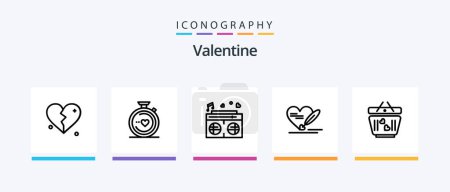 Illustration for Valentine Line 5 Icon Pack Including heart. wedding. love. heart. brokan. Creative Icons Design - Royalty Free Image