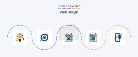 Photo for Web Design Line Filled Flat 5 Icon Pack Including internet. app. design. website. development - Royalty Free Image