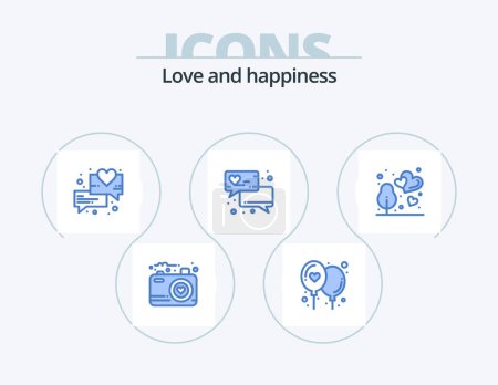 Illustration for Love Blue Icon Pack 5 Icon Design. . park. love. outdoor. contact - Royalty Free Image